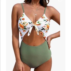 Floral one piece bathing suit